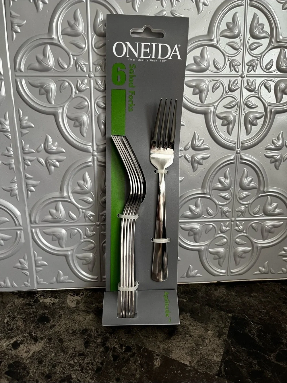 Oneida Premium Stainless Steel 6-Piece Aptitude Salad Fork Set Mirror Finish